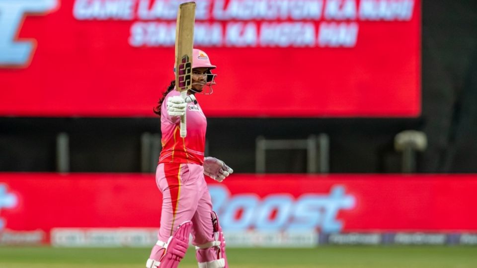 S Meghana showed admirable footwork in a 47-ball 73