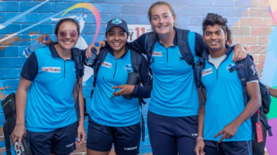 Sune Luus, Alana King, Sophie Ecclestone, and Pooja Vastrakar are all smiles ahead of the Women's T20 Challenge Final