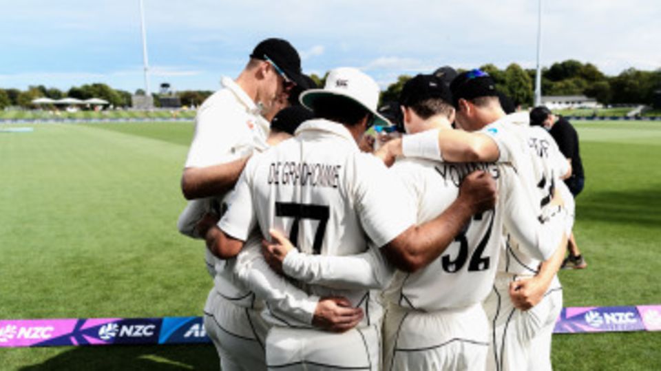New Zealand get into a huddle