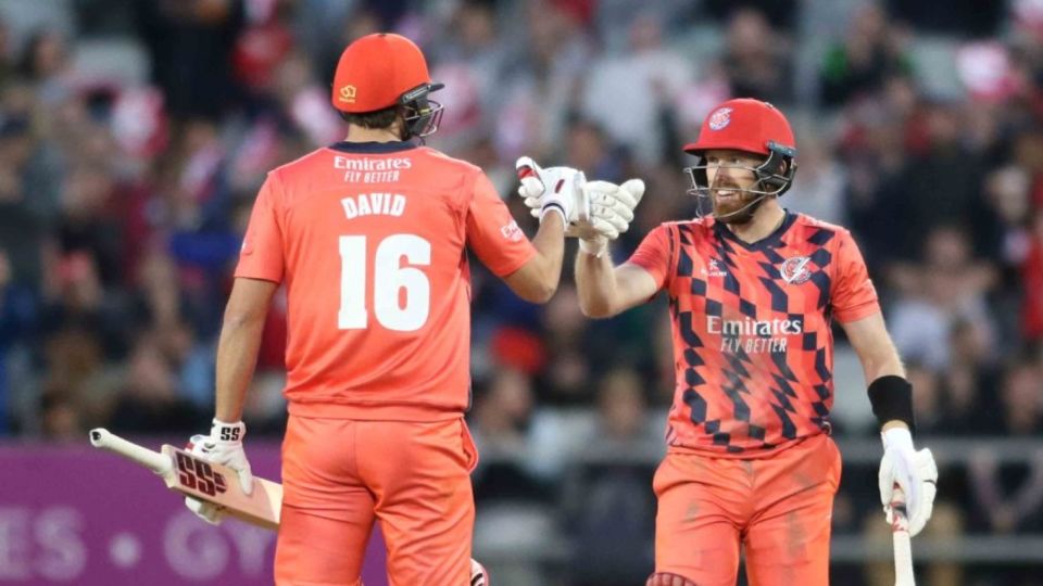 Tim David's onslaught set Lancashire up for a tense final-over victory