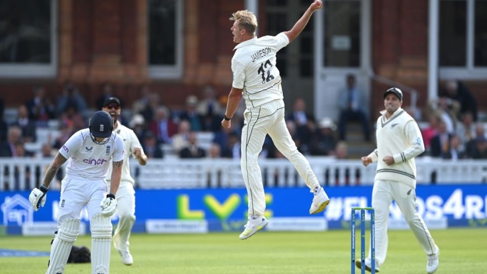 Kyle Jamieson picked up four of the first five wickets to fall, including that of a well-set Ben Stokes