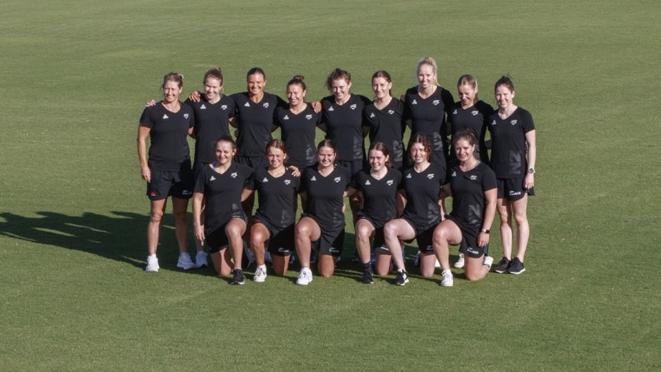 The New Zealand women's team pose during the Commonwealth Games squad announcement at Bay Oval