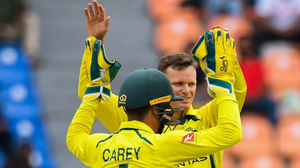 Kuhnemann celebrates his first international wicket