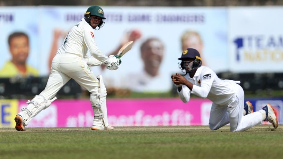 Pathum Nissanka took a sharp catch at short leg to remove Usman Khawaja