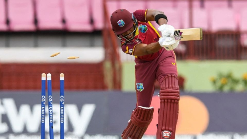 Shai Hope is bowled