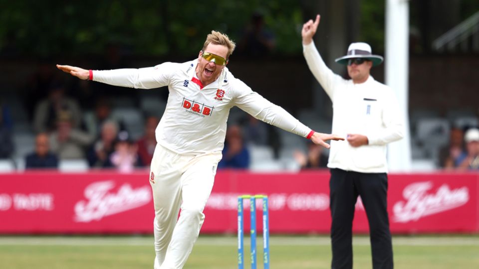 Simon Harmer wheels away in celebration