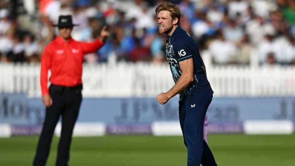 David Willey is pumped after dismissing Virat Kohli
