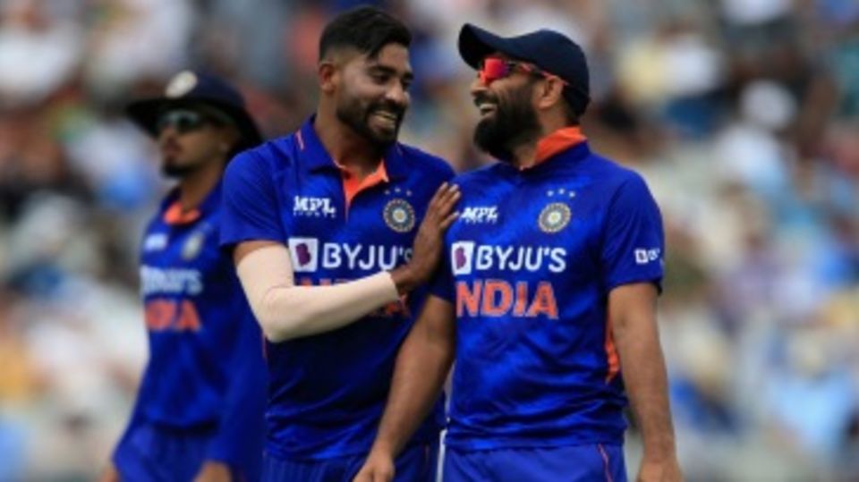 Mohammed Siraj and Mohammed Shami share a lighthearted moment