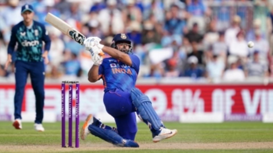 Rishabh Pant gives the ball a mighty wallop