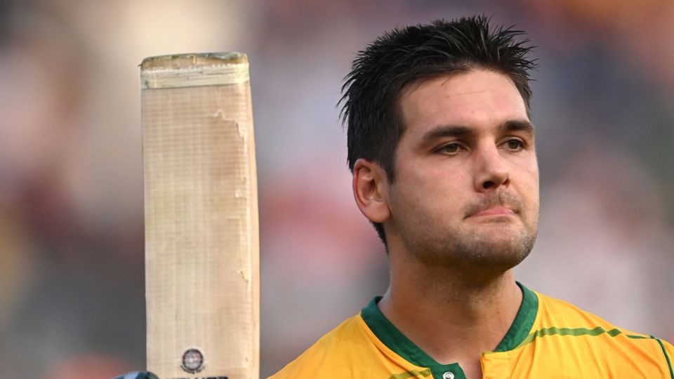 Rilee Rossouw soaks in the applause for his 96 not out