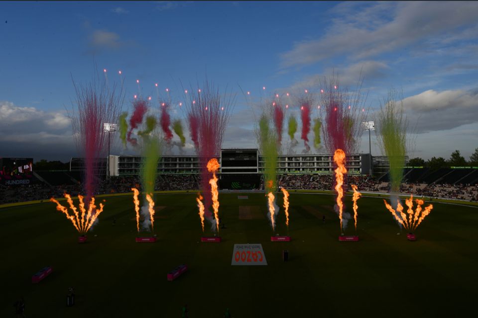 Come for the game, stay for the fireworks: the pyros outdid the cricket in the first game of the Hundred's second season