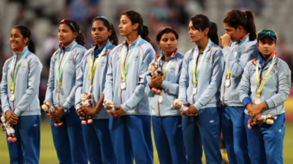 India's players with their silver medals