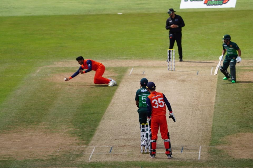 Aryan Dutt had Babar Azam caught and bowled on 91