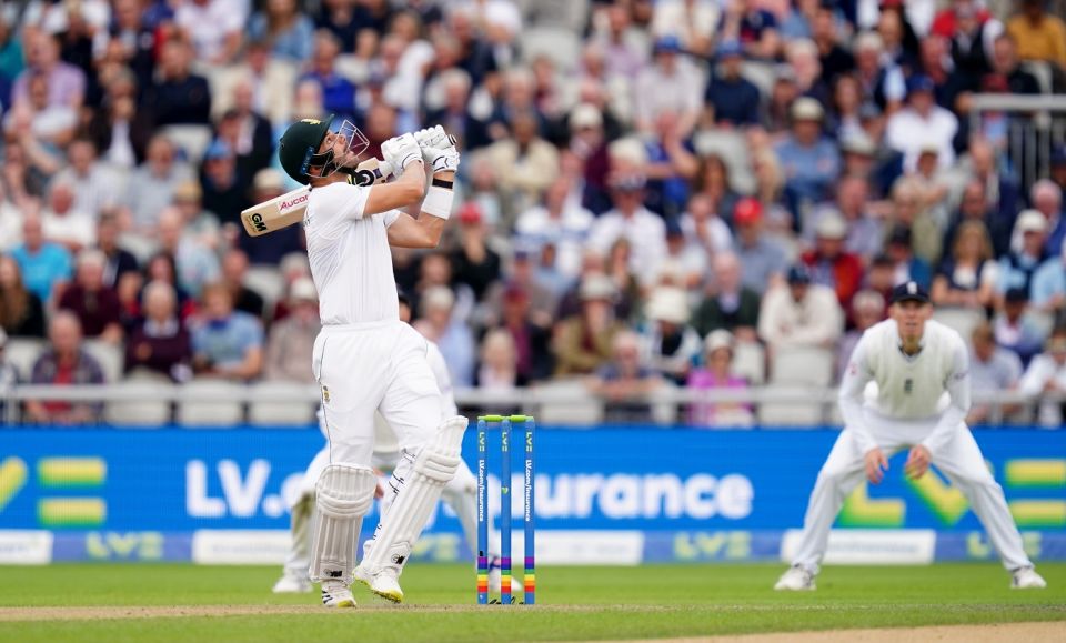 Aiden Markram miscues a pull off Ben Stokes