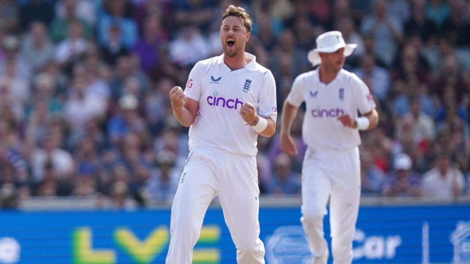 Ollie Robinson dismissed Sarel Erwee at Old Trafford, having troubled him during the England Lions game too