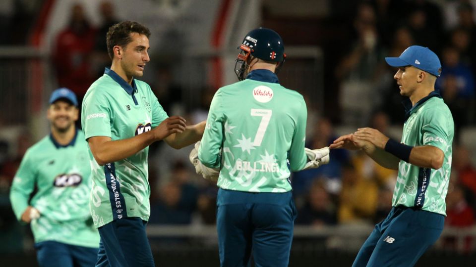 Peter Hatzolgou, Sam Billings and Tom Curran celebrate