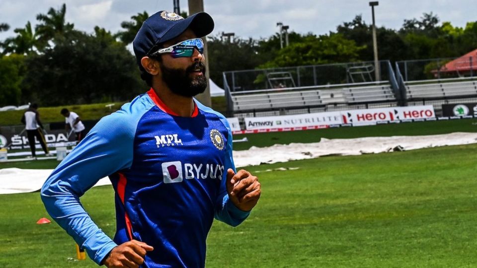 Ravindra Jadeja warms up before the fourth T20I against West Indies