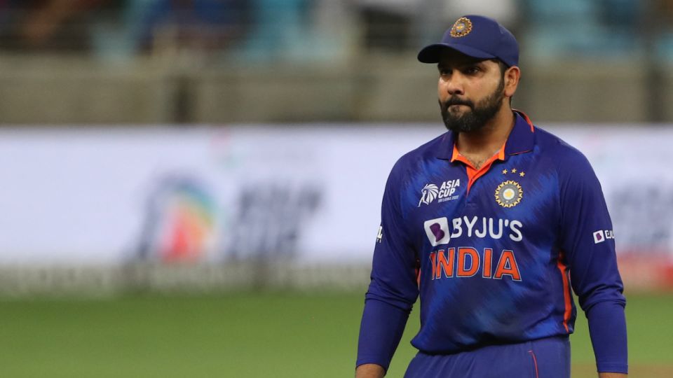 Rohit Sharma leaves the field at the end of the game