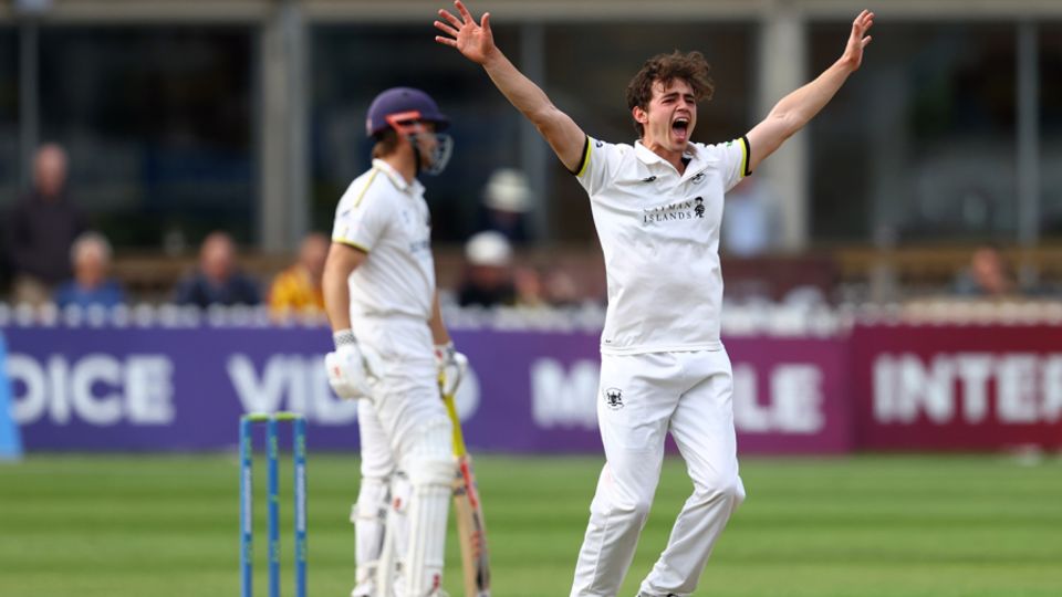 Tom Price appeals for a wicket