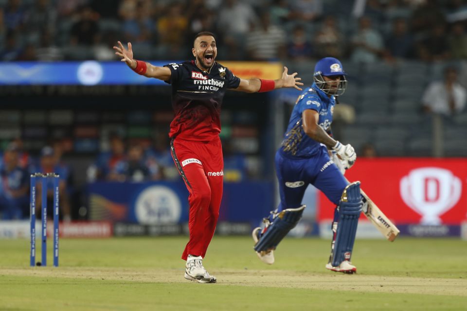 The appeal for the Suryakumar Yadav wicket that wasn't, in the IPL this year, one of Harshal's favourites among the slower balls he has bowled