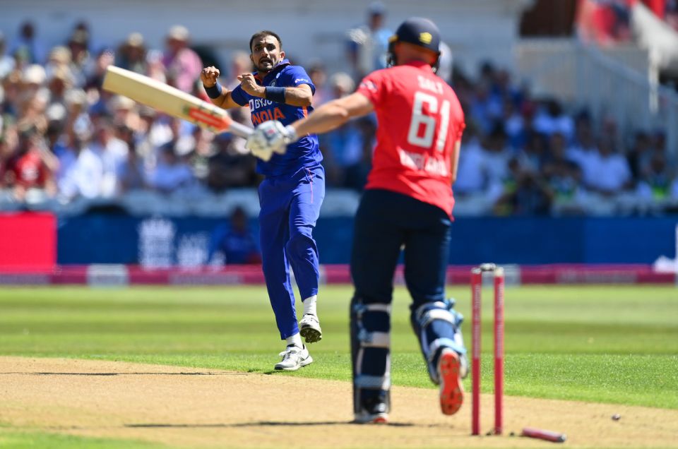 The Phil Salt wicket in the third T20I against England this year. "I have an advantage when the batter tries to slog from the start," Harshal says