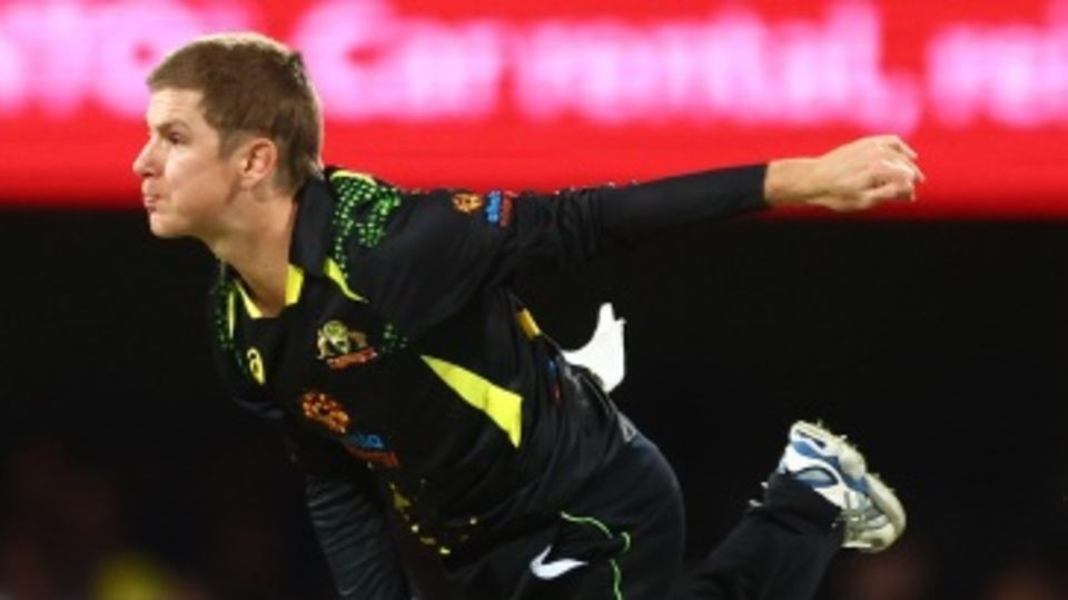 Adam Zampa powers through the bowling crease