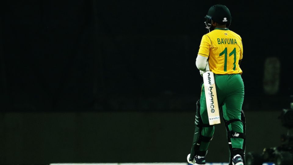 Temba Bavuma walks back after yet another poor score