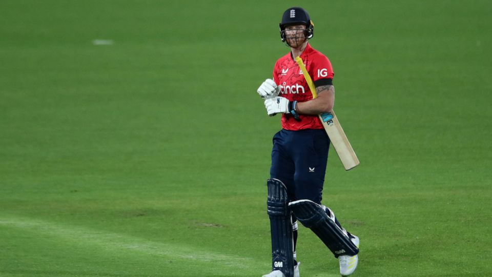 Ben Stokes walks from the field after being dismissed