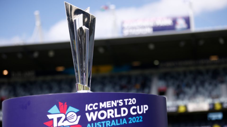 The Men's T20 World Cup trophy on display