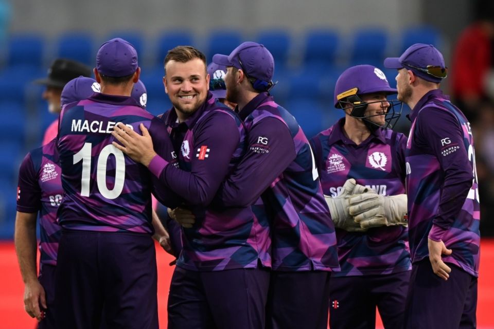 With the threat of rain hanging over their heads, Mark Watt kept Scotland ahead of any possible DLS target with an economical spell and three West Indies wickets