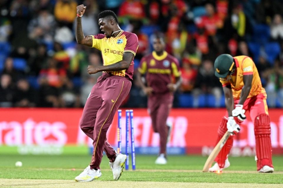 Alzarri Joseph bowled Tony Munyonga with a 90mph yorker