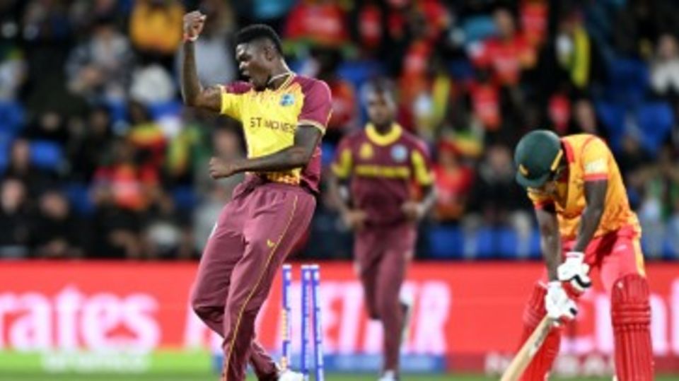 Alzarri Joseph bowled Tony Munyonga with a 90mph yorker