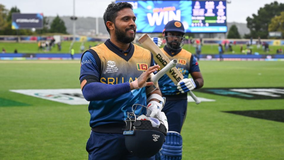 Kusal Mendis walks back after completing Sri Lanka's win