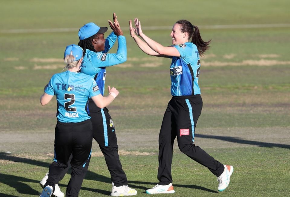 A pumped up Megan Schutt led the way with the ball for Strikers