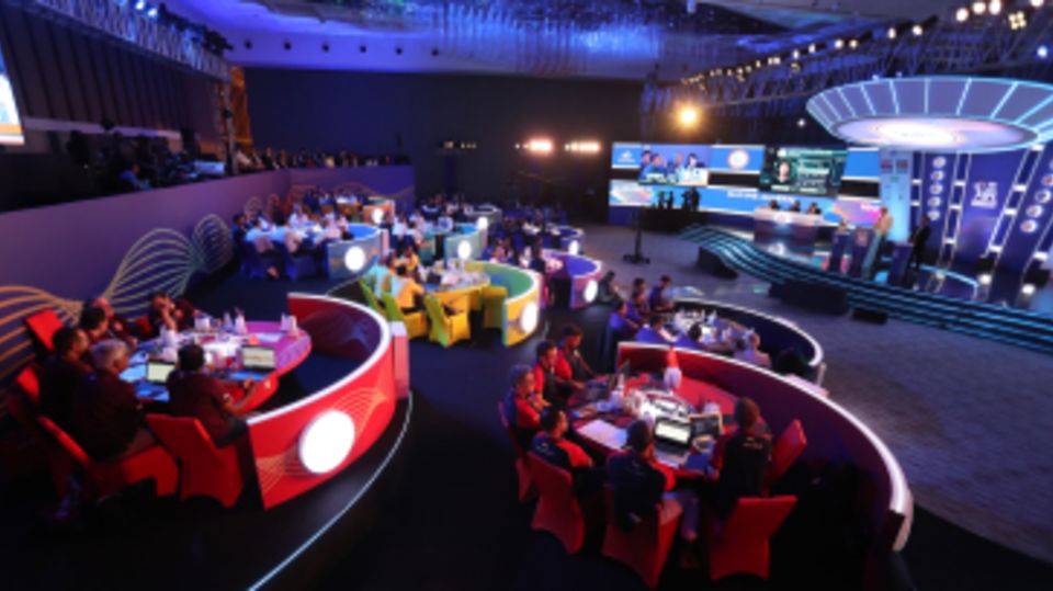 The 2023 IPL auction in progress in Kochi