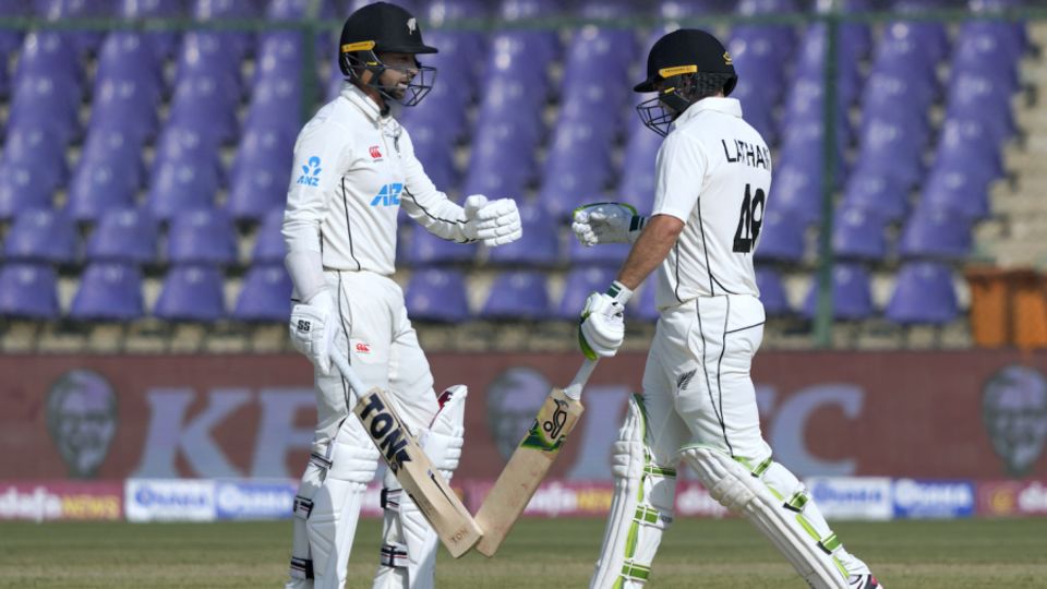 Tom Latham and Devon Conway attacked with a 52-run stand off just 6.3 overs in the chase that was cut short by bad light