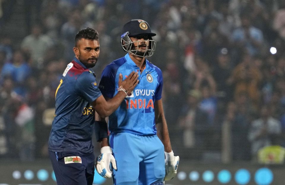 Game recognises game - Dasun Shanaka pats Axar Patel after a fantastic knock