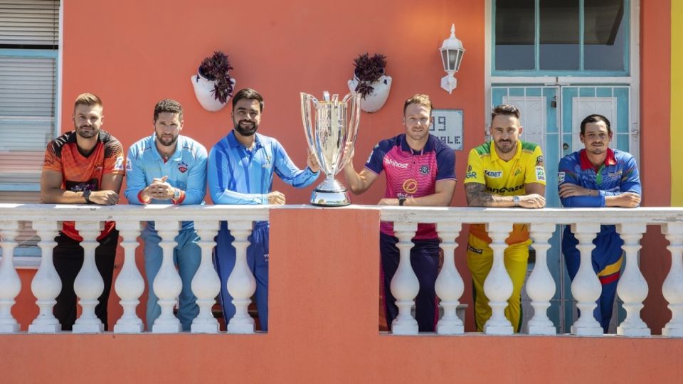 SA20 team captains pose with the trophy