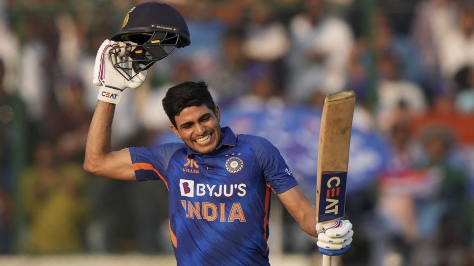 Shubman Gill brought up his double-century in 145 deliveries