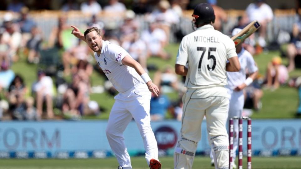 Ollie Robinson pinned Daryl Mitchell lbw for a duck