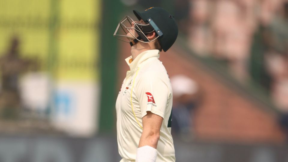 Steven Smith cuts a frustrated figure after being dismissed for a duck