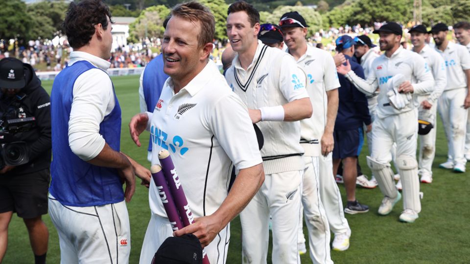 Neil Wagner leaves the field after his match-turning display
