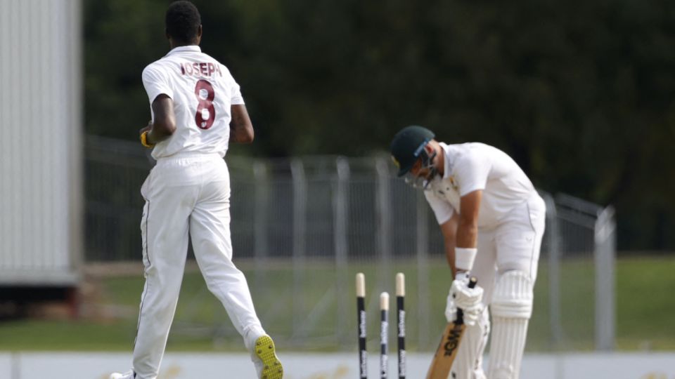 Alzarri Joseph's scorching yorker knocked over Aiden Markram
