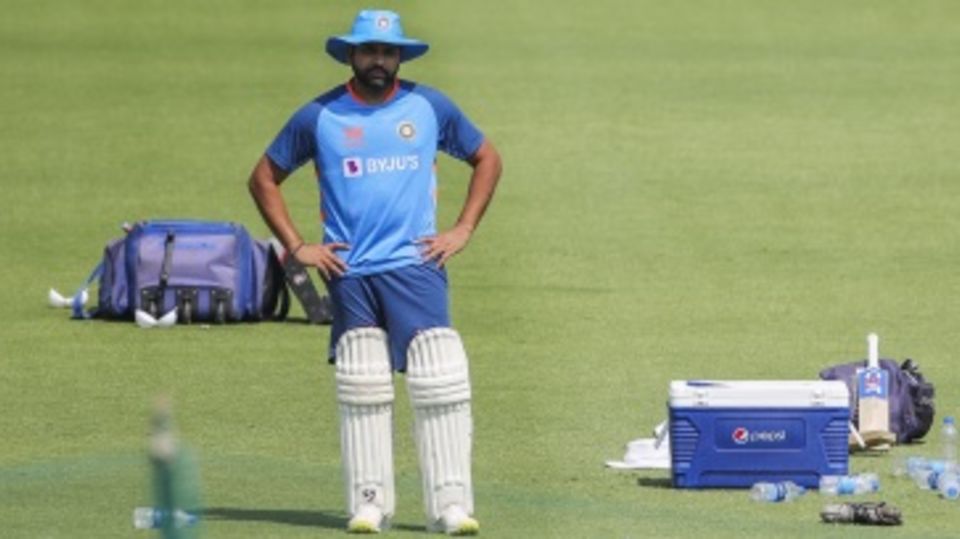 Rohit Sharma at a training session on the eve of the Indore Test