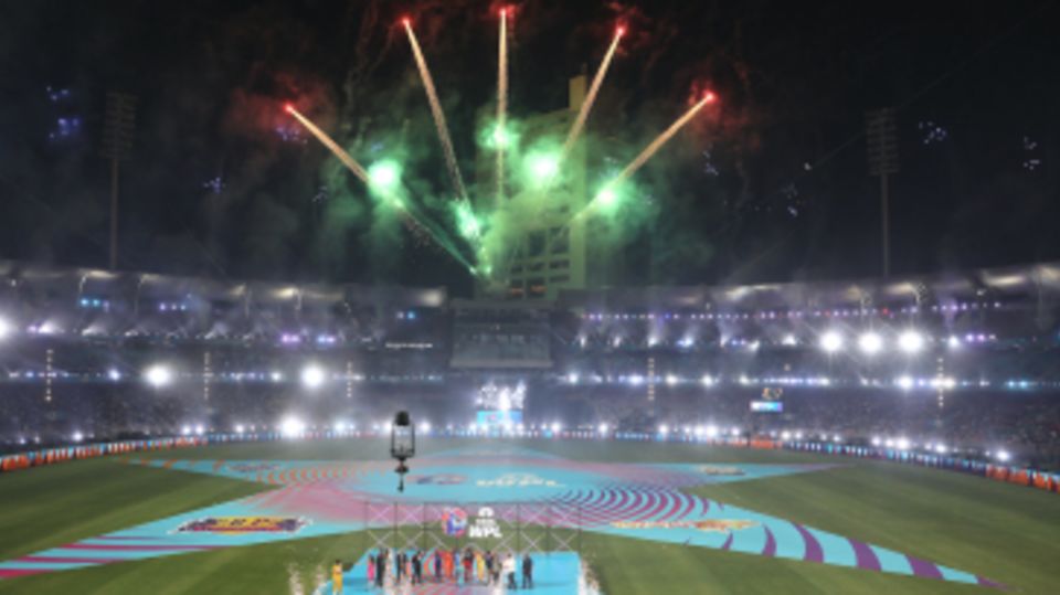 Fireworks go up after the opening ceremony