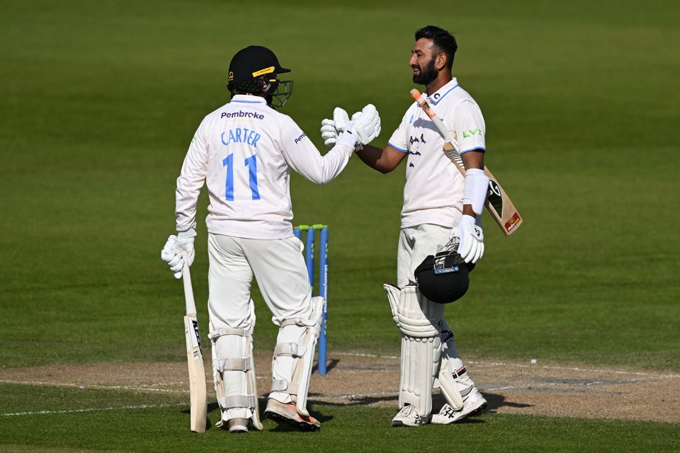 Cheteshwar Pujara scored his sixth Sussex hundred