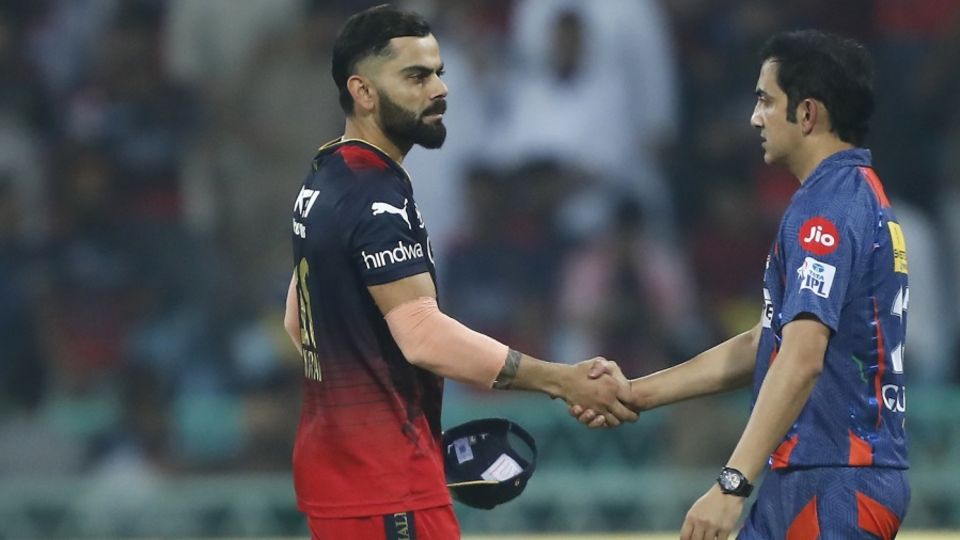 Virat Kohli and Gautam Gambhir shake hands after the game
