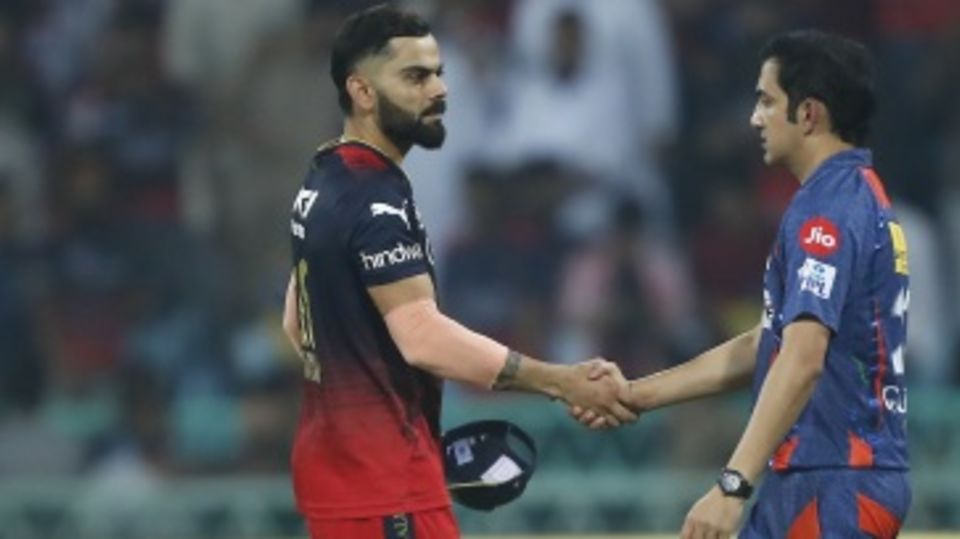 Virat Kohli and Gautam Gambhir shake hands after the game