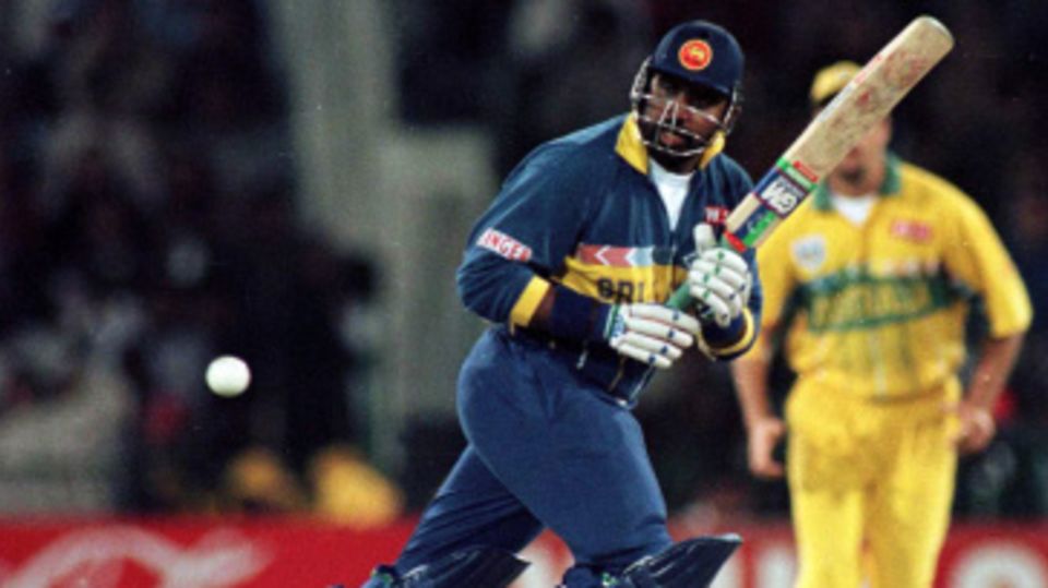 Asanka Gurusinha on his way to 65 against Australia