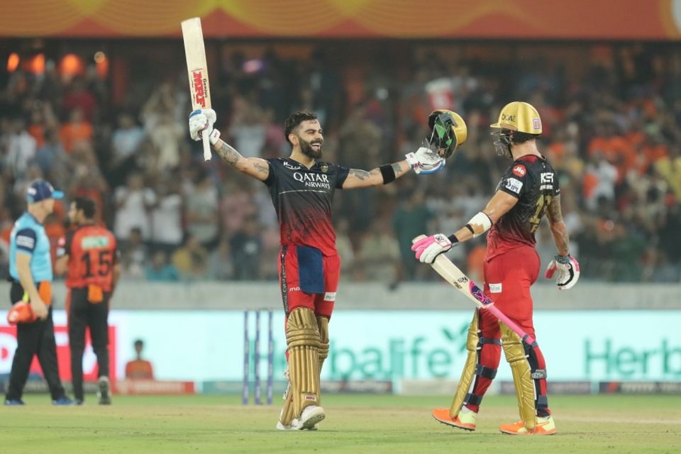 Virat Kohli celebrates his century